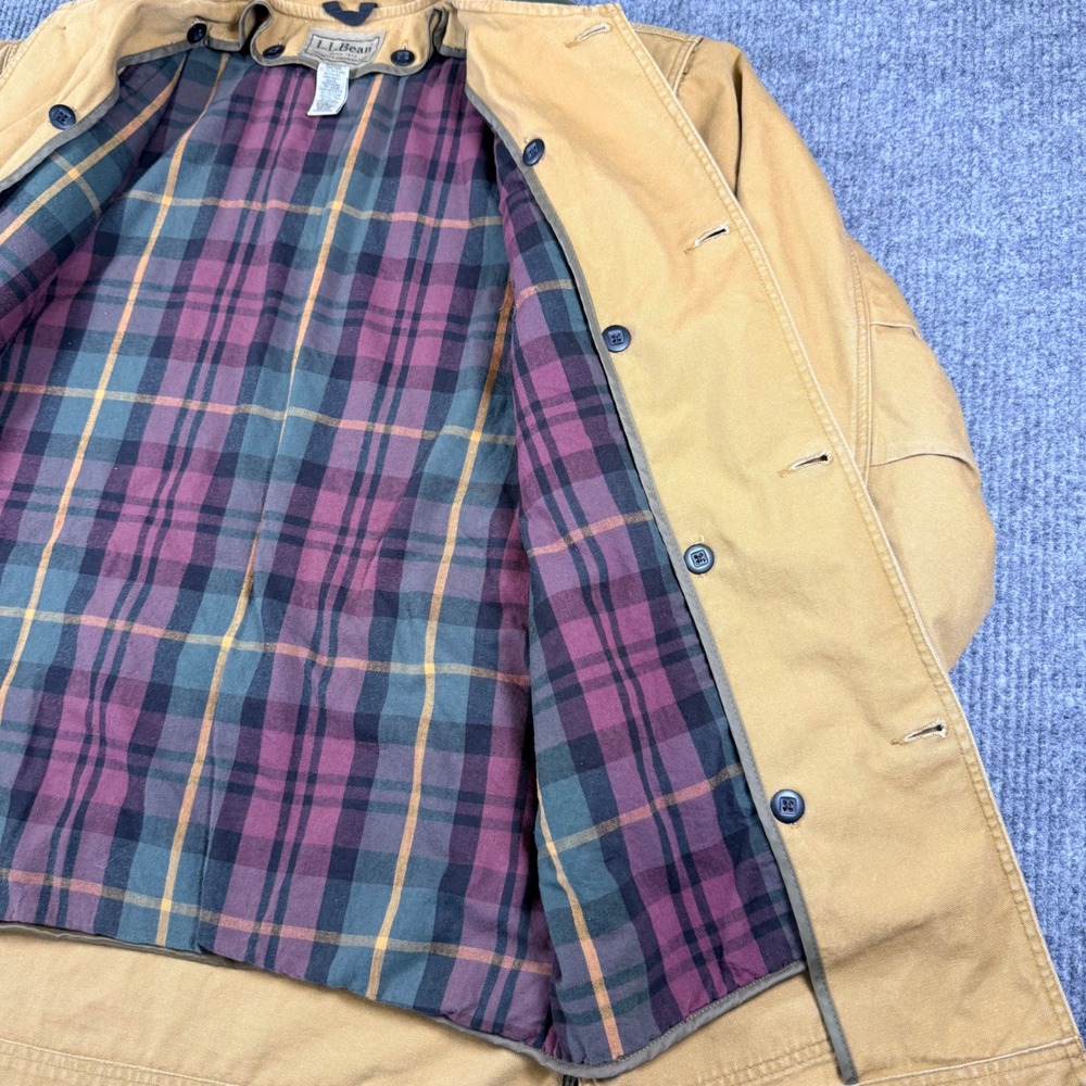 Vintage L.L.Bean Barn Coat Mens Tan Canvas PrimaLoft Lined Corduroy Collar - Picture 11 of 16